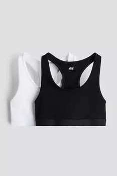 Упаковка из 2 укороченных топов из хлопкового трикотажа H&M, черный