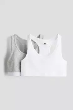 Упаковка из 2 укороченных топов из хлопкового трикотажа H&M, мультиколор