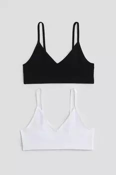 Упаковка из 2 укороченных топов с V-образным вырезом H&M, черный