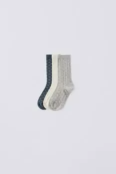 Упаковка из 3 ажурных звездочных носков ZARA, серый