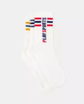 Упаковка из 3 детских спортивных носков с высоким рисунком Cotton Juice, белый