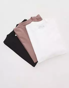Упаковка из 3 футболок оверсайз черного, белого и норкового цветов Topman
