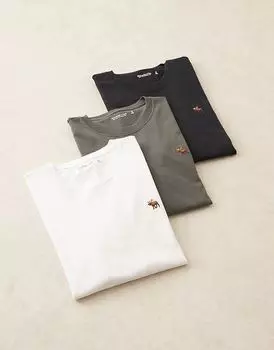 Упаковка из 3 футболок с длинными рукавами и логотипом в черном/угольном/белом цветах Abercrombie & Fitch