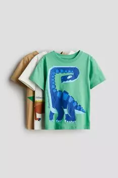 Упаковка из 3 футболок с принтами H&M, зеленый