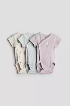 Упаковка из 3 хлопковых боди-оберток H&M, мультиколор