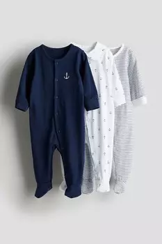 Упаковка из 3 хлопковых пижам H&M, мультиколор