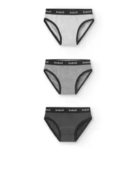 Упаковка из 3 хлопковых трусиков для девочек с логотипом на талии Boboli, серый