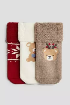 Упаковка из 3 махровых носков H&M, красный