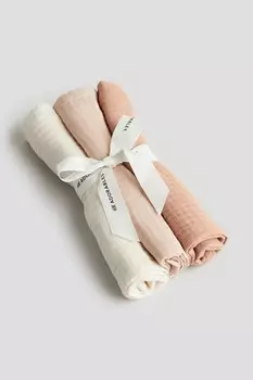 Упаковка из 3 небольших муслиновых салфеток H&M, 40x40 см, розовый