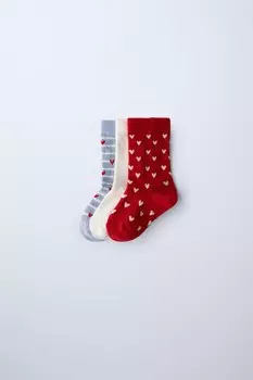 Упаковка из 3 носков с сердечками ZARA, белый