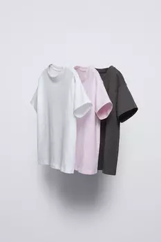 Упаковка из 3 однотонных футболок ZARA, цвет various