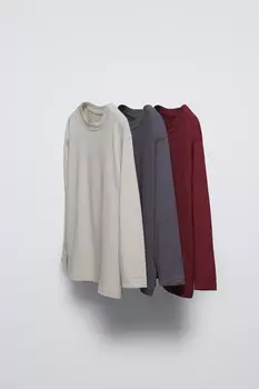 Упаковка из 3 однотонных футболок ZARA, цвет tans