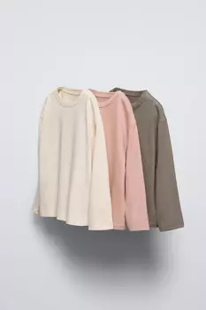 Упаковка из 3 однотонных футболок ZARA, цвет earth
