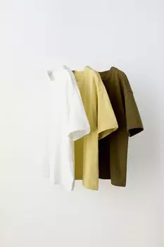 Упаковка из 3 однотонных футболок ZARA, цвет greens