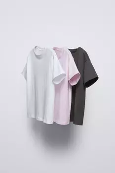 Упаковка из 3 однотонных футболок ZARA, цвет various