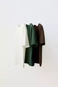 Упаковка из 3 однотонных футболок ZARA, хаки