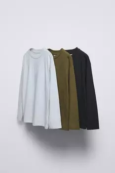 Упаковка из 3 однотонных футболок ZARA, хаки