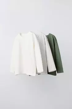 Упаковка из 3 однотонных футболок ZARA, серый мергель