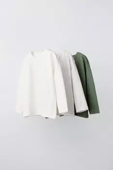 Упаковка из 3 однотонных футболок ZARA, серый мергель