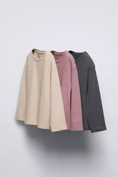 Упаковка из 3 однотонных футболок ZARA, тёмный антрацит