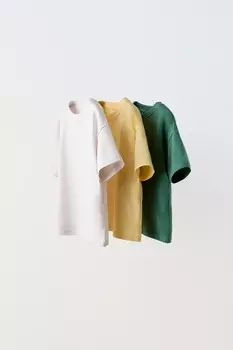 Упаковка из 3 однотонных футболок ZARA, желтый