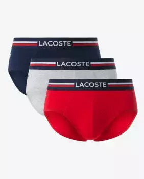 Упаковка из 3 однотонных хлопковых трусов с логотипом на поясе Lacoste, мультиколор