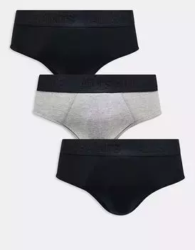 Упаковка из 3 пар хлопковых трусов AllSaints черного и серого цветов