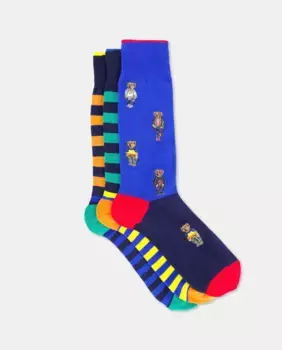 Упаковка из 3 пар коротких мужских носков с принтом Polo Ralph Lauren, мультиколор