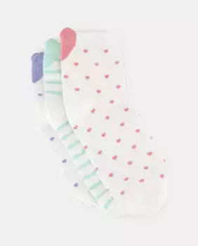 Упаковка из 3 пар носков для девочек в форме сердца Cotton Juice, белый