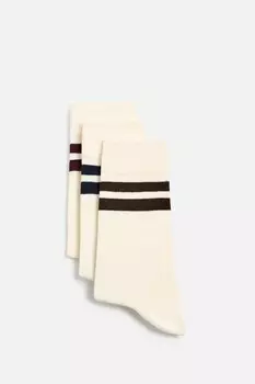 Упаковка из 3 полосатых носков ZARA, экрю