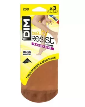 Упаковка из 3 прозрачных мини колготок с усиленной сеткой для носка Dim, натуральный