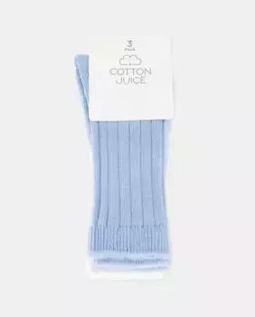 Упаковка из 3 ребристых высоких носков для мальчиков Cotton Juice, синий