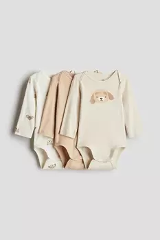 Упаковка из 3 трикотажных боди с принтом H&M, мультиколор