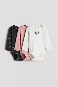 Упаковка из 3 трикотажных боди с принтом H&M, мультиколор