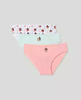 Упаковка из 3 трусиков для девочки Моана Cotton Juice, многоцветный