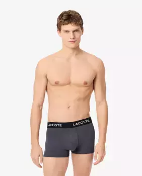 Упаковка из 3 трусов из эластичного хлопка с логотипом на поясе Lacoste, темно-серый