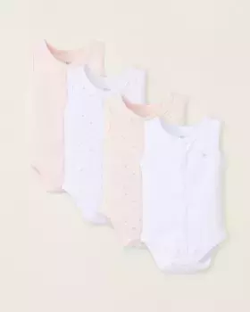 Упаковка из 4 боди для девочек 100% хлопок без рукавов Zippy, многоцветный