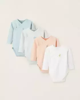 Упаковка из 4 боди для мальчиков, 100% хлопок, с рисунком дракона Zippy, мультиколор