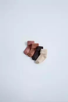 Упаковка из 4 цветных носков ZARA, цвет brick