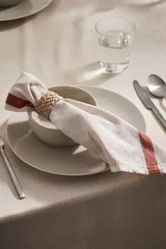 Упаковка из 4 джутовых колец для салфеток H&M, бежевый