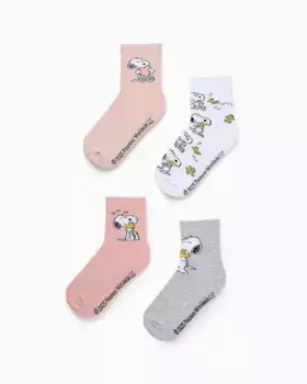 Упаковка из 4 пар эластичных носков для девочек с мотивом Снупи Zippy, мультиколор