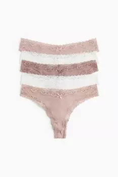 Упаковка из 5 бразильских трусиков из микрофибры и кружева H&M, мультиколор
