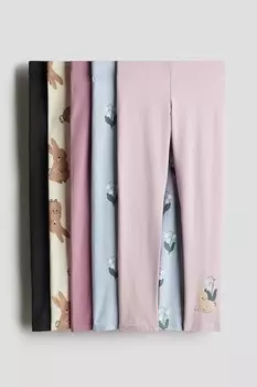 Упаковка из 5 хлопковых леггинсов H&M, розовый