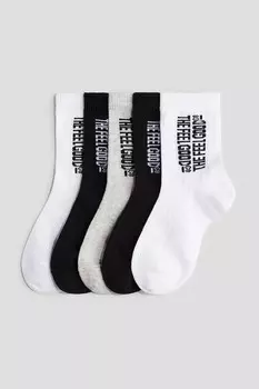 Упаковка из 5 носков в рубчик H&M, черный