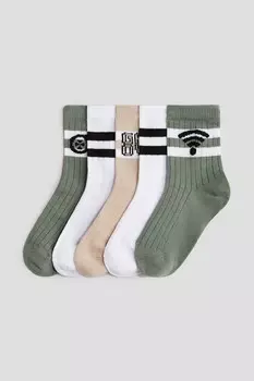 Упаковка из 5 носков в рубчик H&M, зеленый