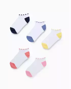 Упаковка из 5 пар носков для девочек с контрастным носком и пяткой Zippy, мультиколор