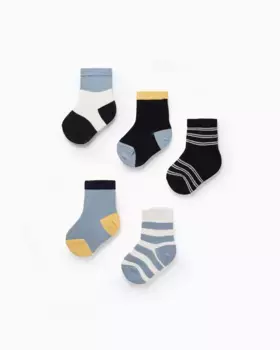 Упаковка из 5 пар однотонных/полосатых носков для мальчиков Zippy, многоцветный