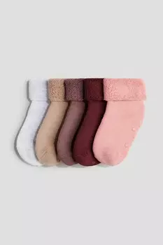 Упаковка из 5 противоскользящих махровых носков H&M, красный