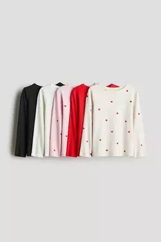 Упаковка из 5 трикотажных рубашек H&M, красный