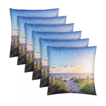 Упаковка из 6 подушек для улицы (45 х 45 см) Декоративная подушка «Анкоридж» с фотопечатью - молния - грязе-, водоотталкивающий сад - съемный чехол на подушку Bestlivings